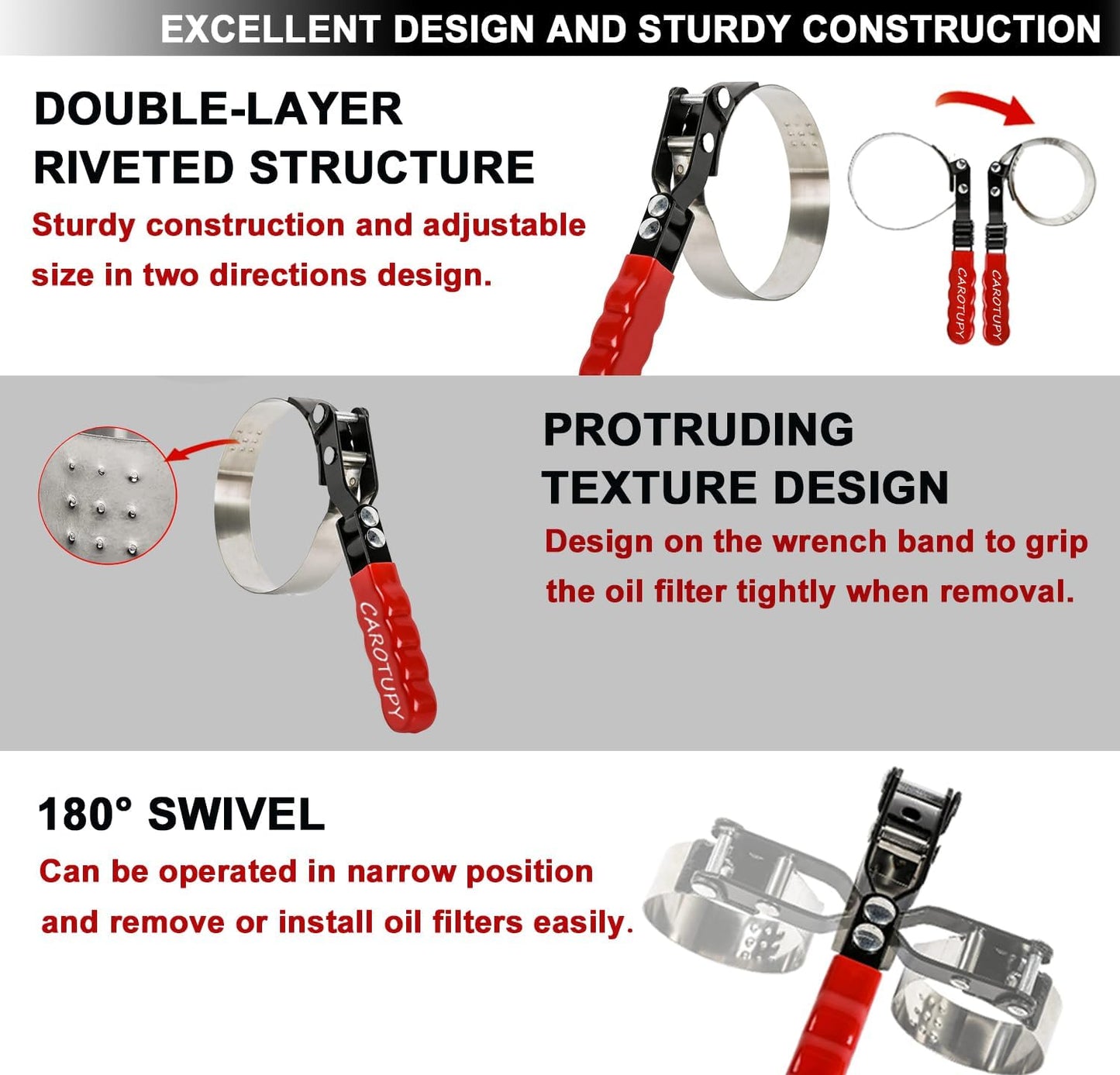 7pcs Oil Filter Wrench Set with Small Oil Funnel for Oil Change, Adjustable Oil Filter Removal Tool 2-1/16"-5-1/4"