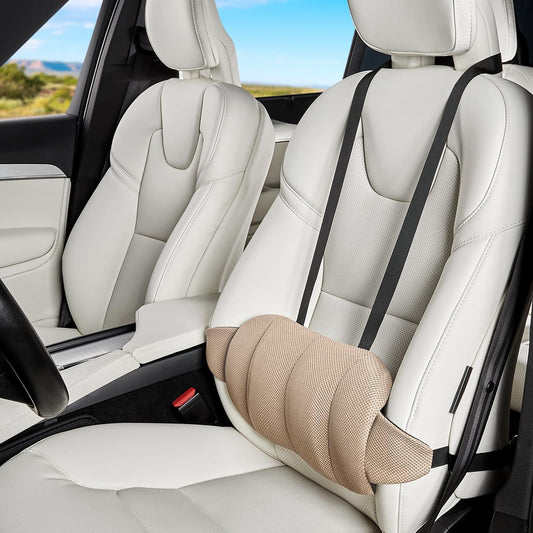 Lumbar Support Pillow for Car,Back Support for Car Seat Cushion,Adjustable Straps Securely Fixed Car Lumbar Support Pillow for Office Chair (Beige)