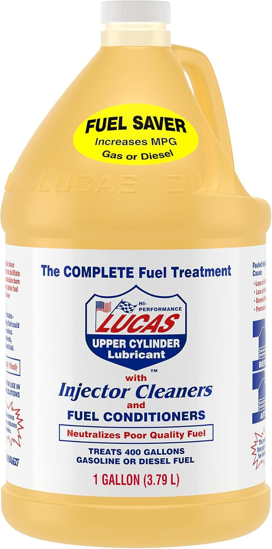 Lucas Oil Fuel Additive, Upper Cylinder Lube, System Cleaner, Lubricant, 1 gal Jug, Diesel/Gas, Set of 4
