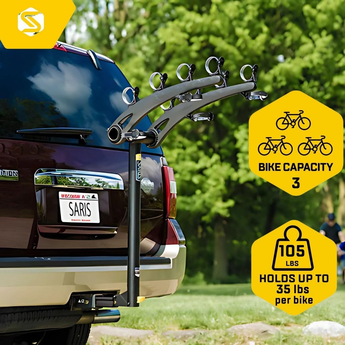 Saris Bones 3-Bike Hitch Rack Bicycle Carrier, with Easy Fold Design and Tilting Base