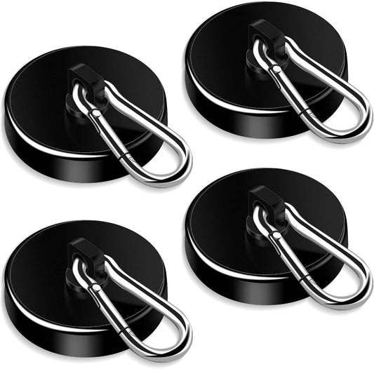DIYMAG Black Magnetic Hooks,200LBS Strong Heavy Duty Neodymium Magnet Hook Magnetics for Hanging at Home, Office Locker, Workplace, Refrigerator, Cruise Ship or Travel, 4 Pack
