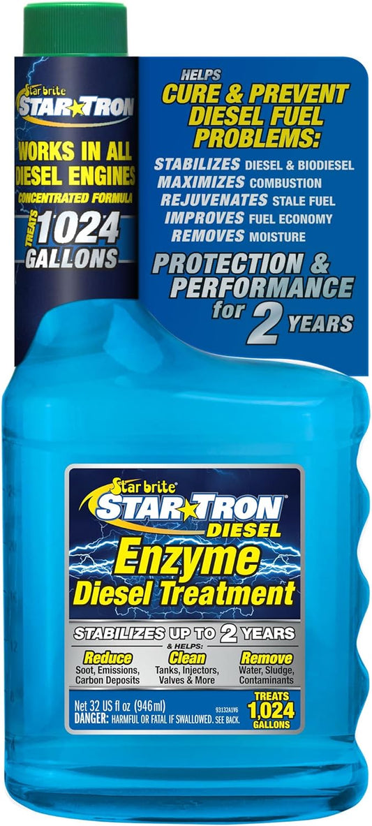 Star Tron Super Concentrated Diesel Formula - Enzyme Fuel Treatment for Enhanced Engine Performance - 1 Oz Treats 32 Gallons - Stabilize & Rejuvenate Diesel, Biodiesel & All Regular Gasoline