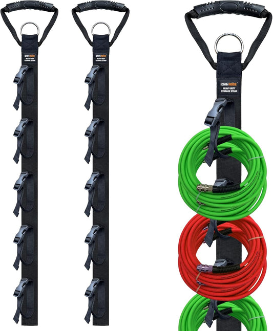 Extension Cord Organizer, 2 PCS Extension Cord Hanger with 5 Slots, Extension Cord Holder, Garage Garden Storage Straps for Cable, Hose, Rope, Tool