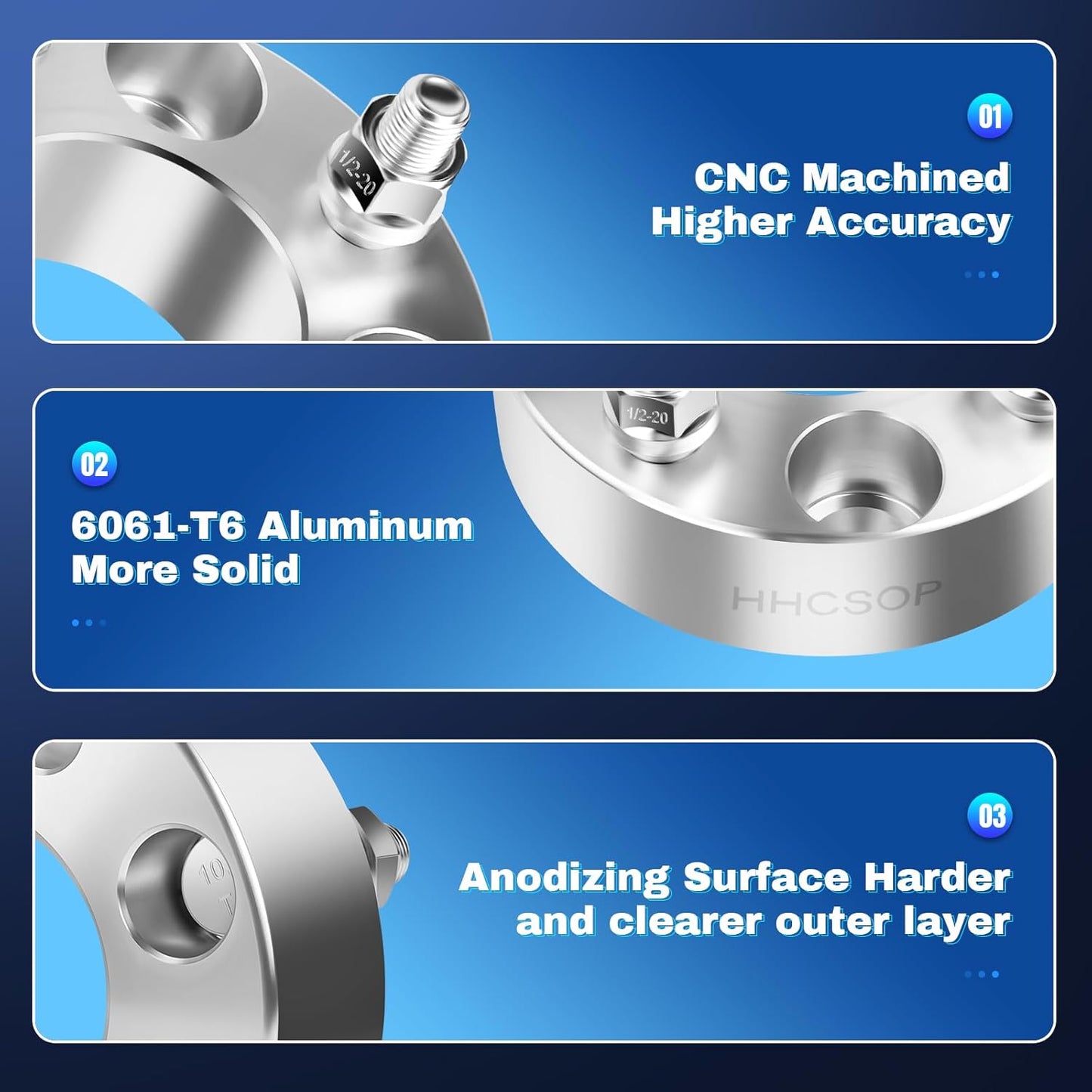 HHCSOP 4x4 Golf Cart Wheel Spacers 1.5 inch ATV Wheel Adapters for EZ GO EZGO Club Car, 4PCS 4x101.6mm Wheel Spacer Hub Bore 62mm with 1/2" Studs - Silver