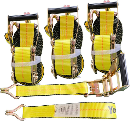 Ratchet Straps Heavy Duty (4PK) 2" x 30' x 10000 lbs J Hook Tie Down Strap Ratcheting for Truck, ATV, UTV and Trailer