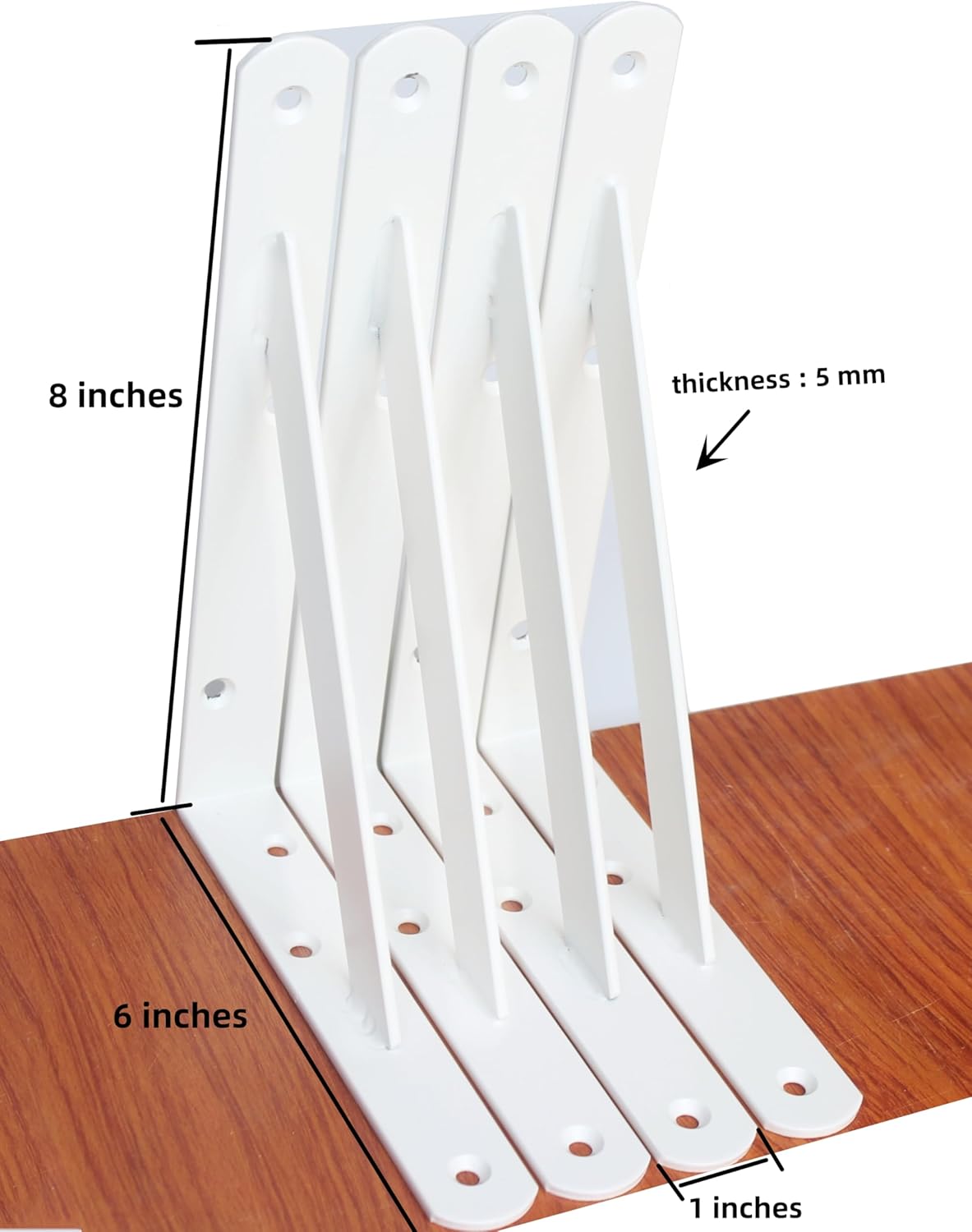 16 Pack L8 x H 6" White Heavy Duty Shelf Brackets with Screws Metal Shelf Brackets Shelf Support Angle Brackets for Shelves L Brackets Heavy Duty Floating Shelf