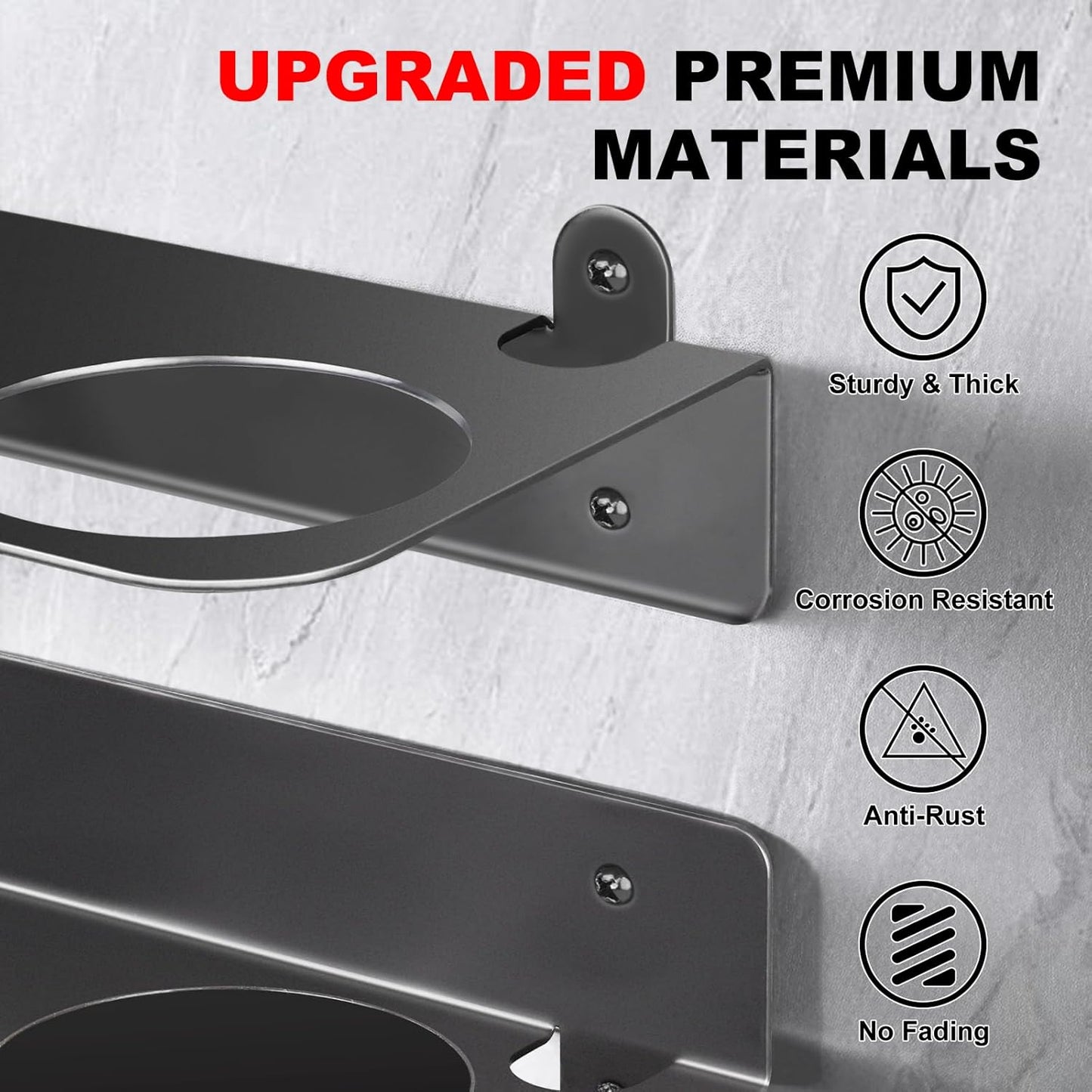 Oil Dual Funnel Holder Storage Rack Includes 2 Plastic Removable Drip Cups, Wall Mount Fluid Drain Funnel Kit Organizer Bracket for Enclosed Race Trailers, Automotive Garage Shop, Black