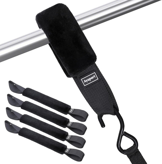 Ayaport Soft Tie Cover Set Include 4 pcs Synthetic Sheepskin Plush Covers and 4 pcs Soft Loop Tie Down Straps for Protecting Motorcycle, Dirt Bike, ATV, UTV etc. 1.5"x18"