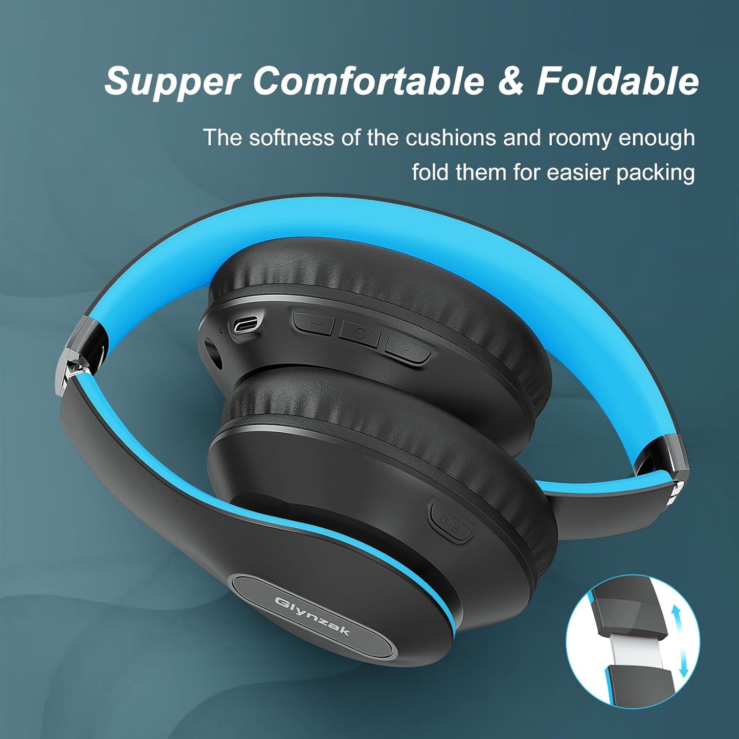 Wireless Bluetooth Headphones Over Ear, 65H Playtime HiFi Stereo Headset with Microphone and 6EQ Modes Foldable V5.3 Bluetooth Wireless Headphones for Travel Computer Laptop