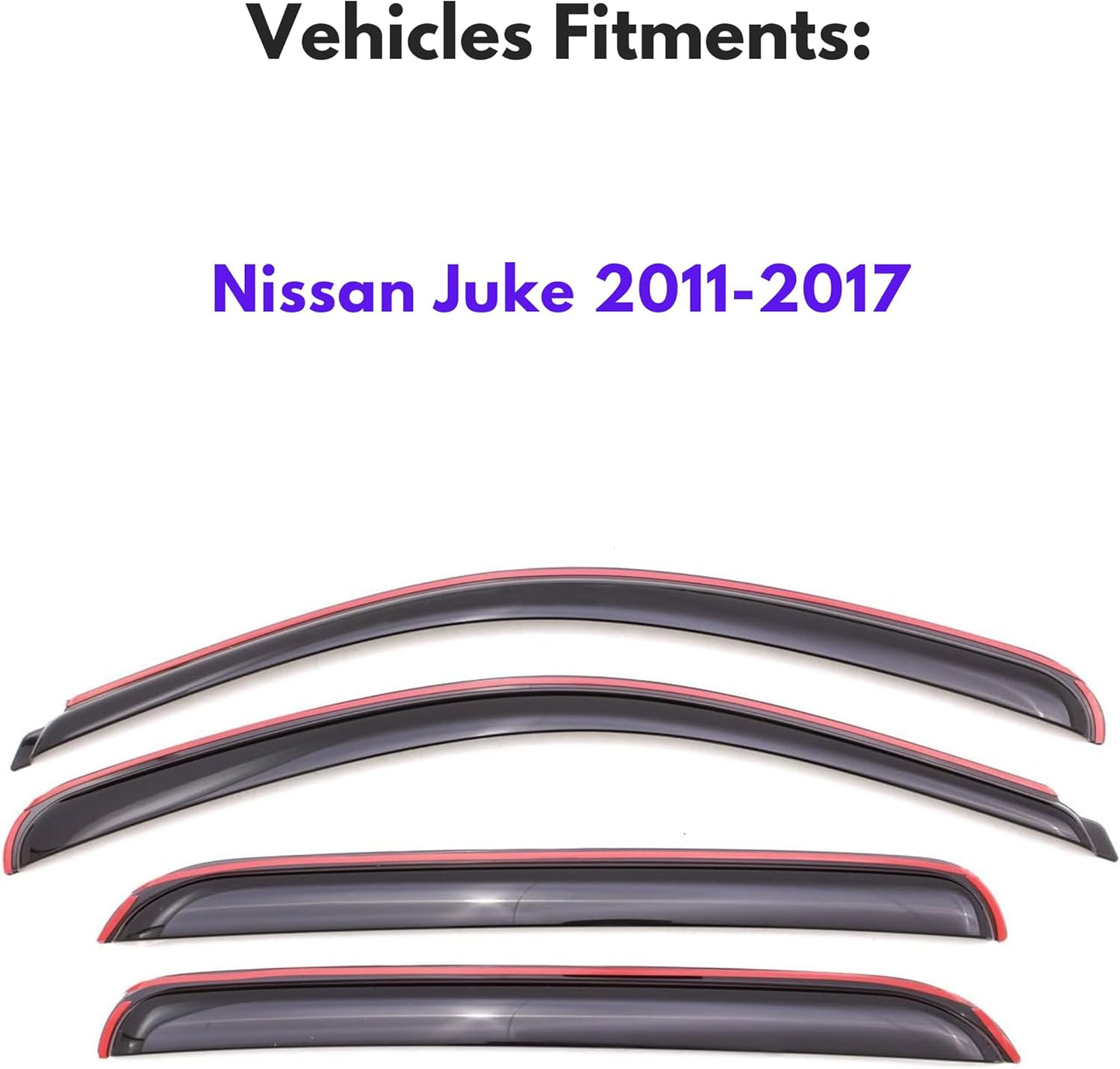 KPY Window Visor Compatible with Nissan Juke 2011-2017, 4PC Rain Guard Side Window Vent Deflectors in-Channel Style, 2011 2012 2013 2014 2015 2016 2017