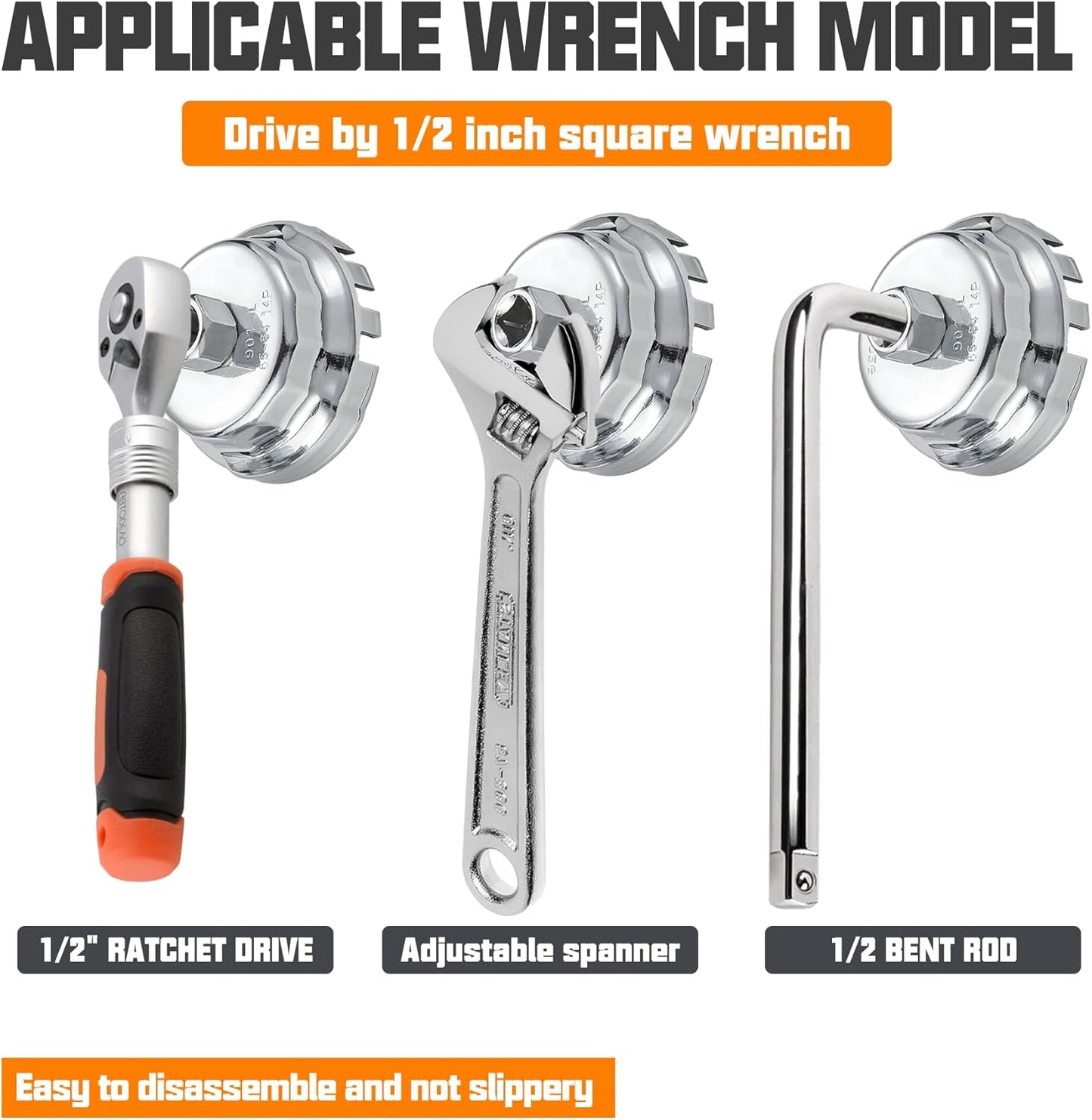 Auto Oil Filter Socket Wrench Set, Cup Type 1/2 inch Drive Cap Removal Tool, with Drain Plug Socket Set/Adjustable/Drive, Compatible, all Models Car, SUV, Oil Filter (35, GREEN)