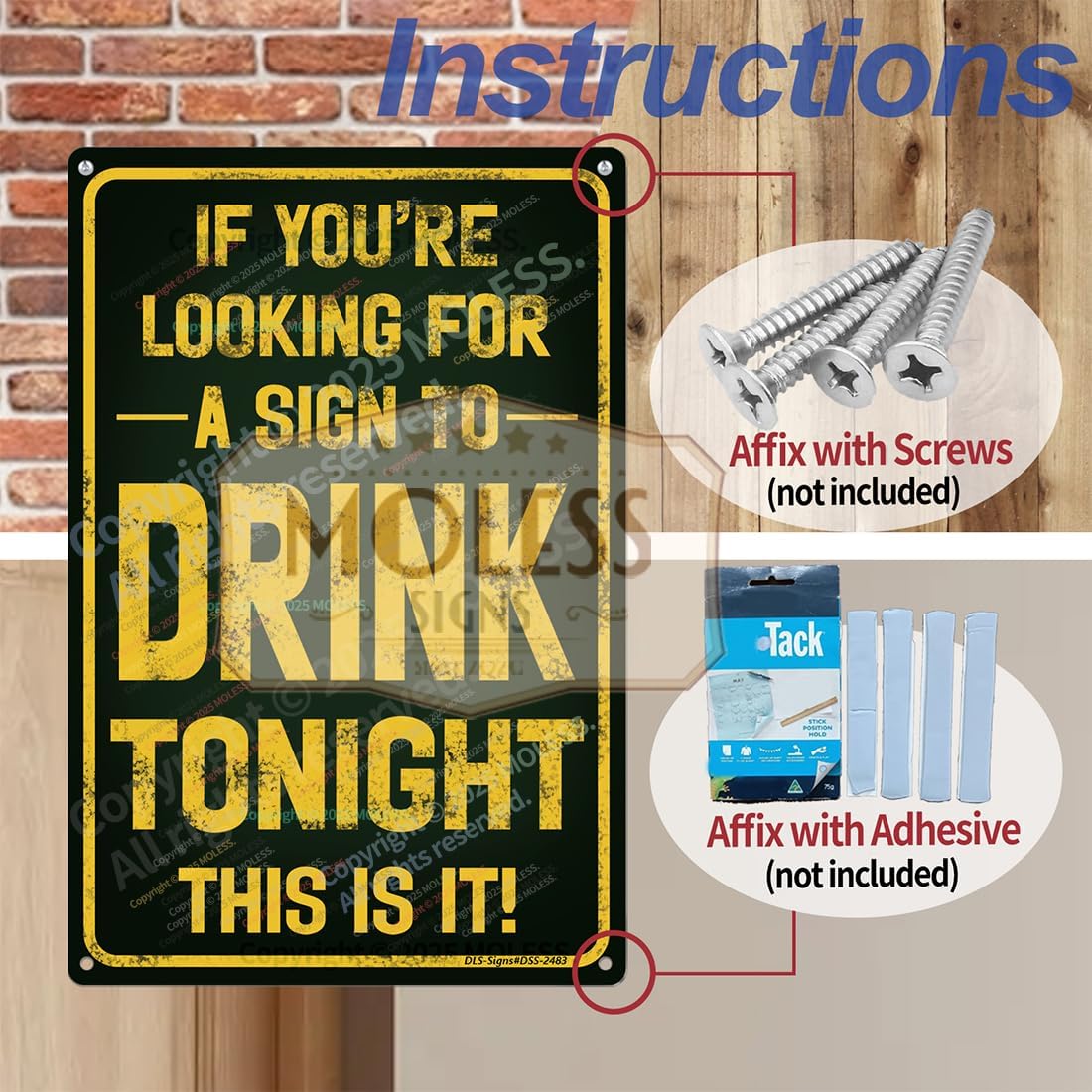 "Sign to Drink Tonight" Funny Bar Sign or Man Cave Decor | 12x8″ Durable Vintage Metal Beer Signs Wall Decorations for Home Bar/Basement/Garage/Mancave, 2483