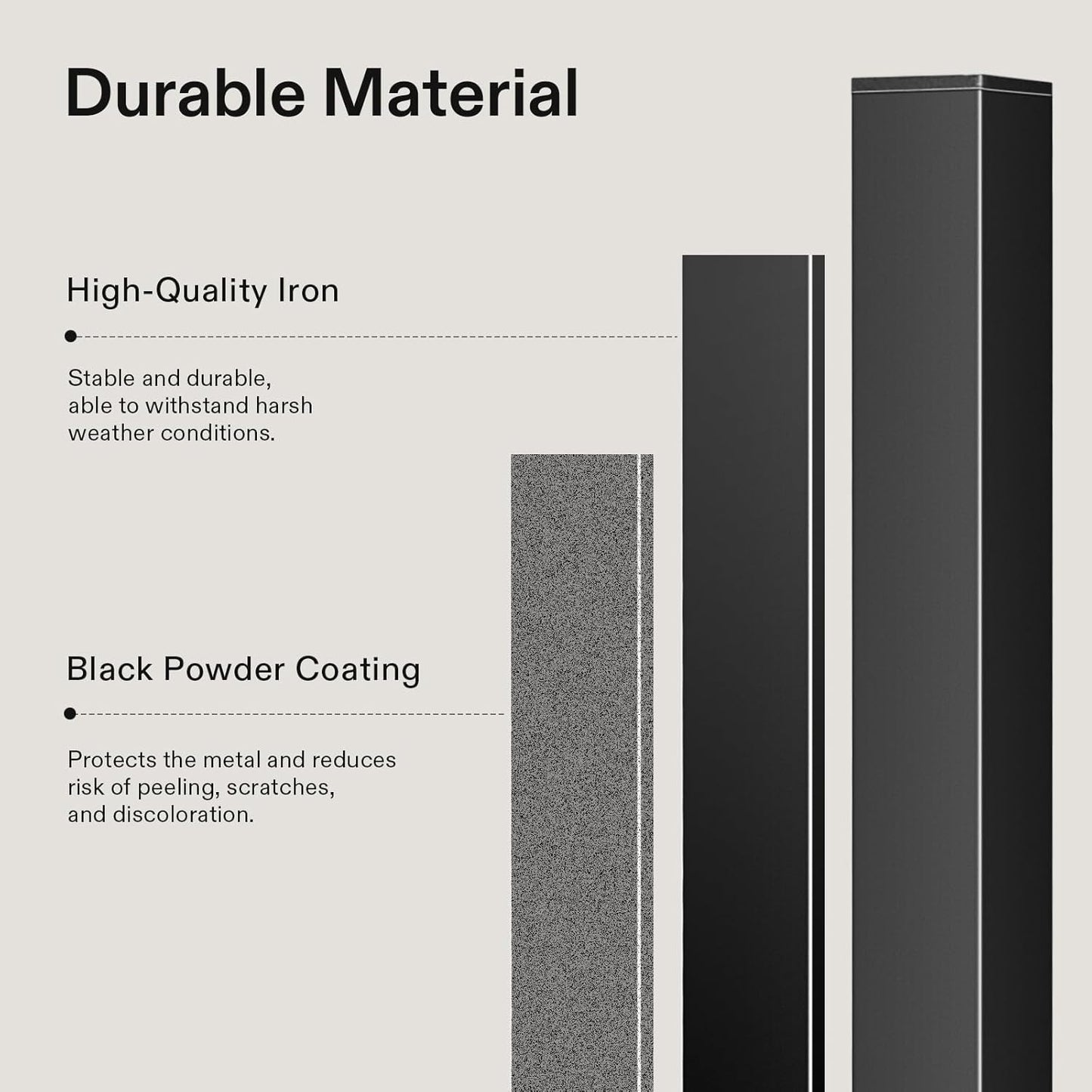 VIVOSUN 2-Pack Outdoor Handrail, 4 Step Stair Handrail, 54" x 36" Fits 1 to 4 Steps, Wrought Mattle Iron Handrail for Concrete Steps, Porch Steps, One-Step Assembly, 2 Packs, Black