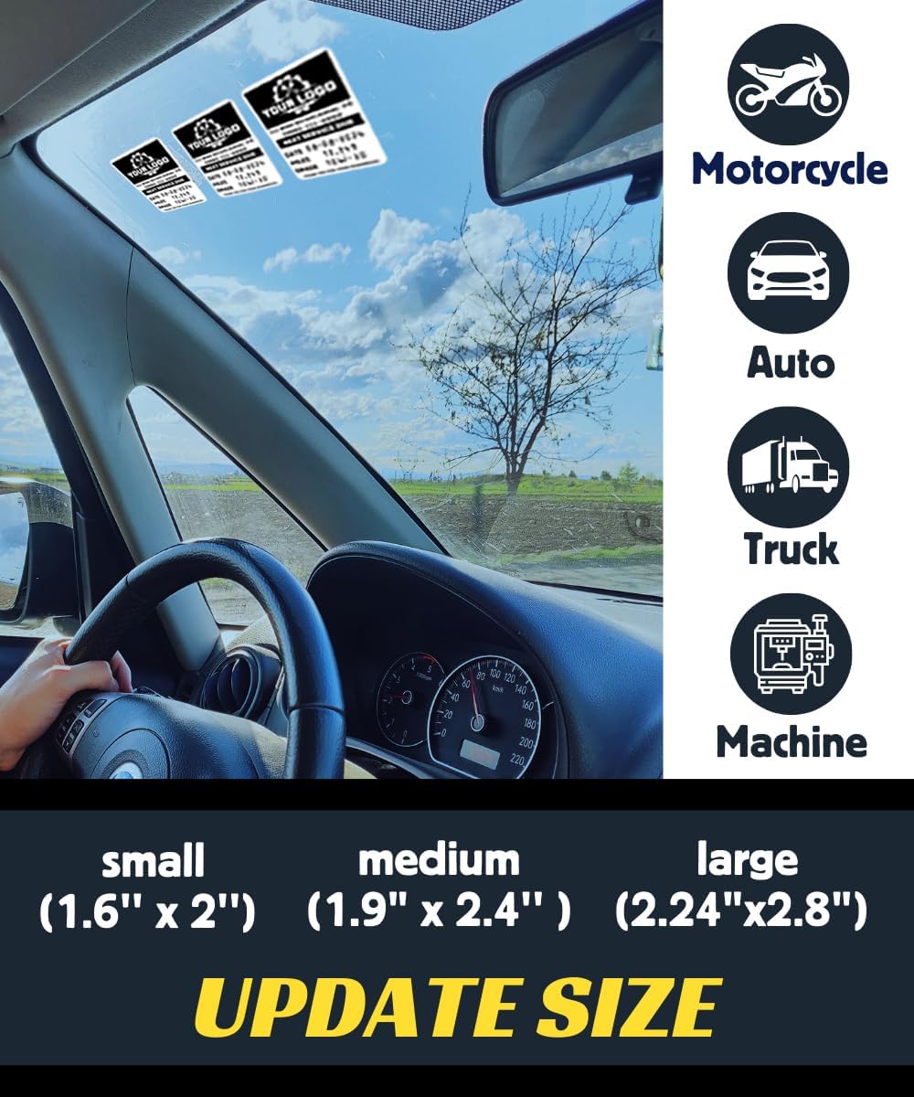 Oil Change Stickers for Windshield Personalized with Your Logo- Custom Oil Change Labels 2''-2.8'', Clear and White Next Service Due Labels for Car Auto Vehicle Window,50-10k Stickers (Small)