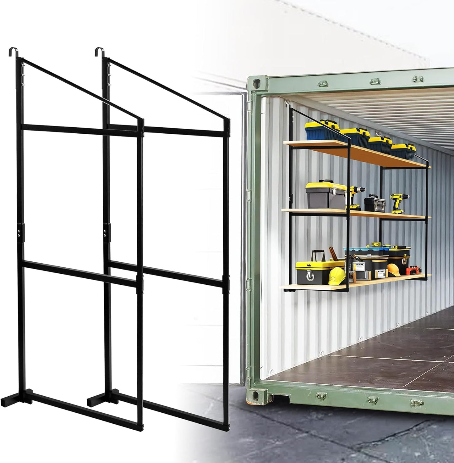 2 Pack Shipping Container Shelving Shelf Capacity up to 1100 lbs, 3 Tiers Shipping Container Hanging Bracket Shelf Rack Shipping Container Accessories for Cargo Storage