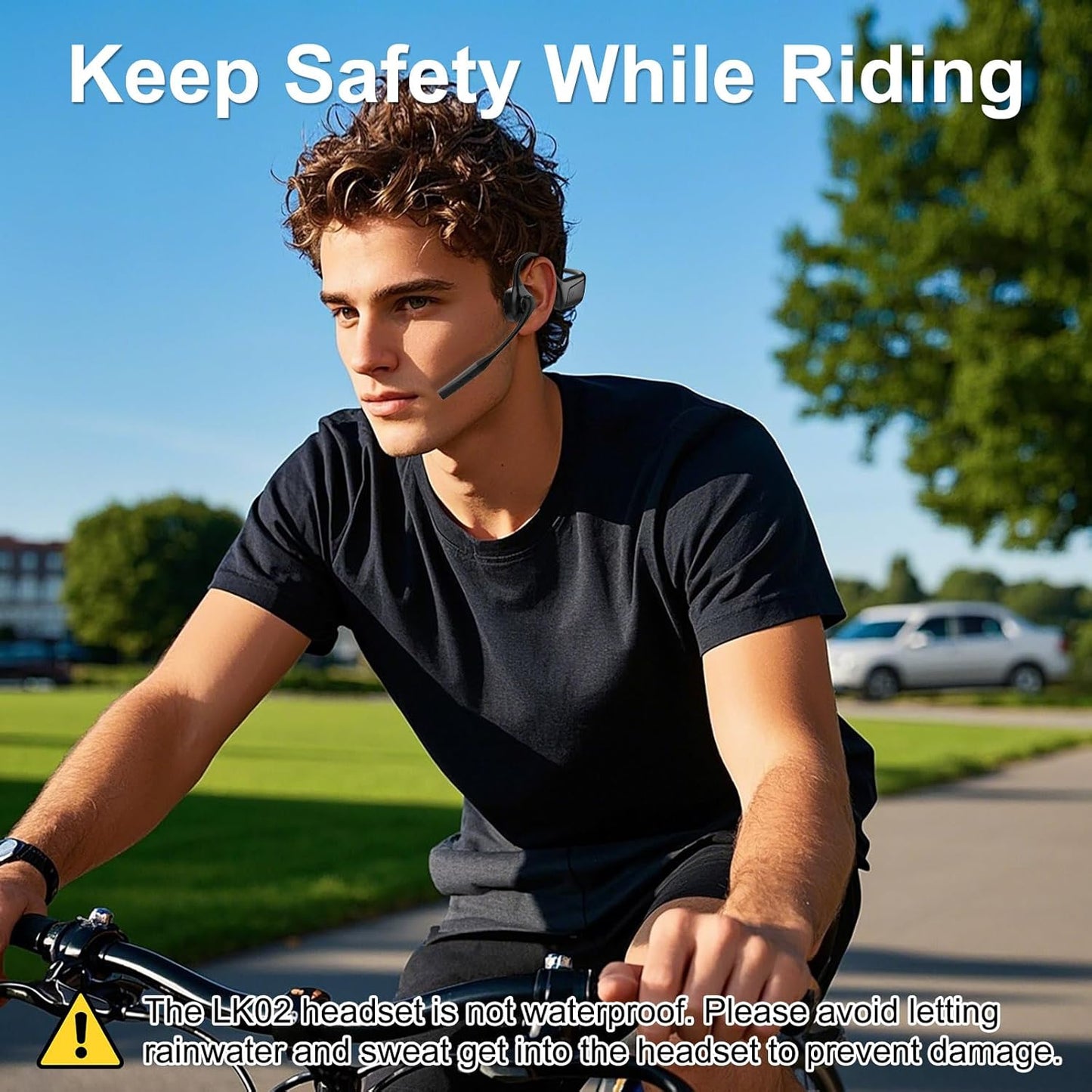 Open Ear Bluetooth Headphones with Microphone, Noise Cancelling Wireless Headset with Mute Button, Supports aptX/aptX-LL/aptX-HD, Designed for Meeting, Home Office,Driving -Not Bone Conduction(Grey)