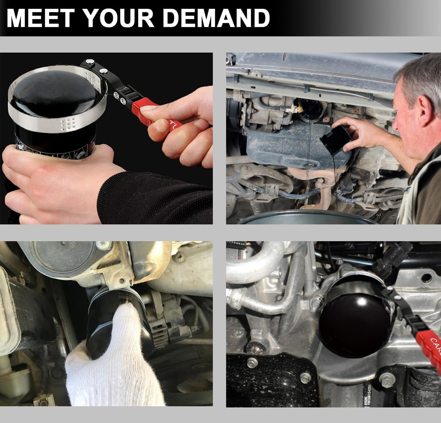 Large Oil Filter Wrench, Oil Filter Removal Tool Fits Filter from 4-5/16" to 4-15/16" for Oil Change