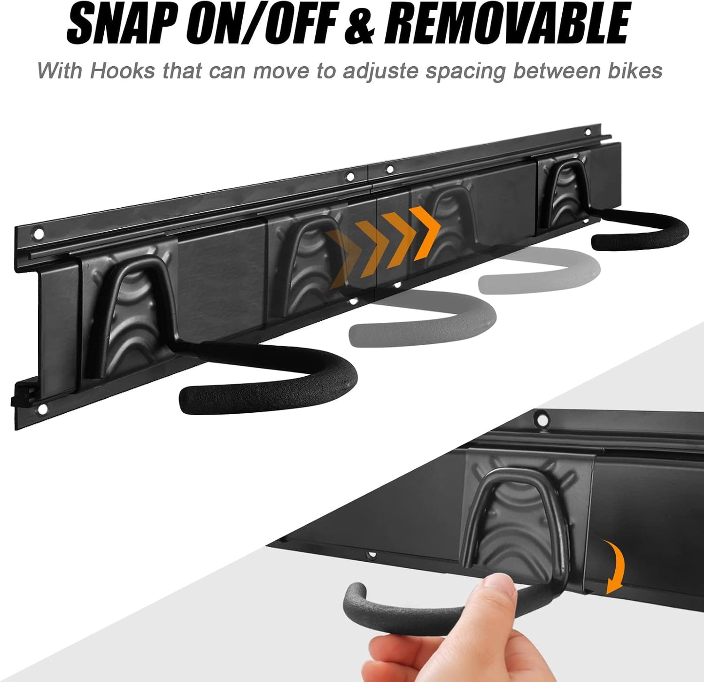 Bike Storage Rack Wall Mount Garage Hanger for 3 Bicycles & 2 Helmets, Adjustable Bike Rack Holds Up to 200Lbs