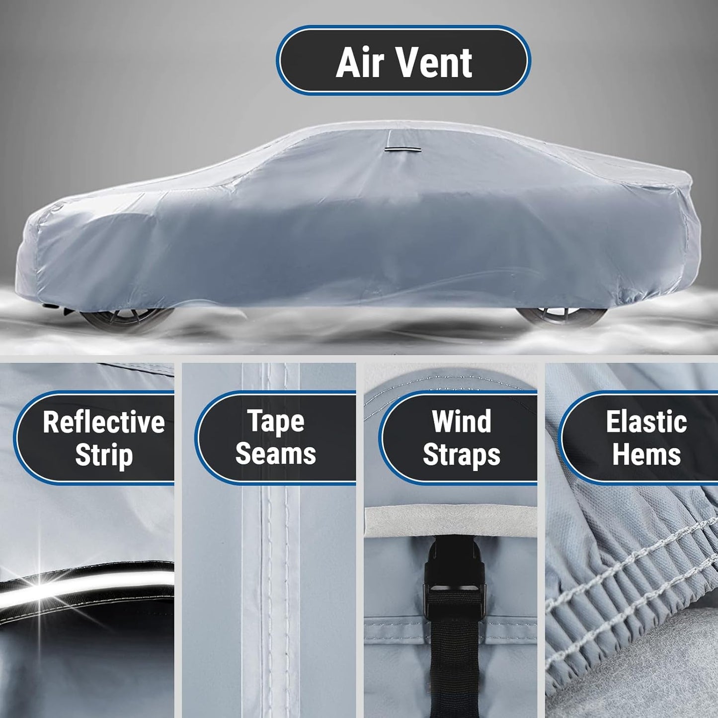 iCarCover Custom Car Cover for Chevy Metro (1998-2000) Waterproof All Weather Rain Snow UV Sun Protector Full Exterior Indoor Outdoor Car Cover (Stripe - Gray/Black)