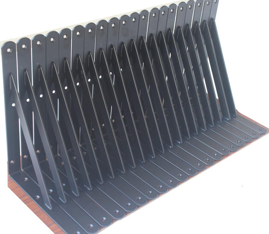 MHMYDZ 32 Pack L10 x H 8" Black Heavy Duty Shelf Brackets with Screws Metal Shelf Brackets Shelf Support Angle Brackets for Shelves L Brackets Heavy Duty Floating Shelf
