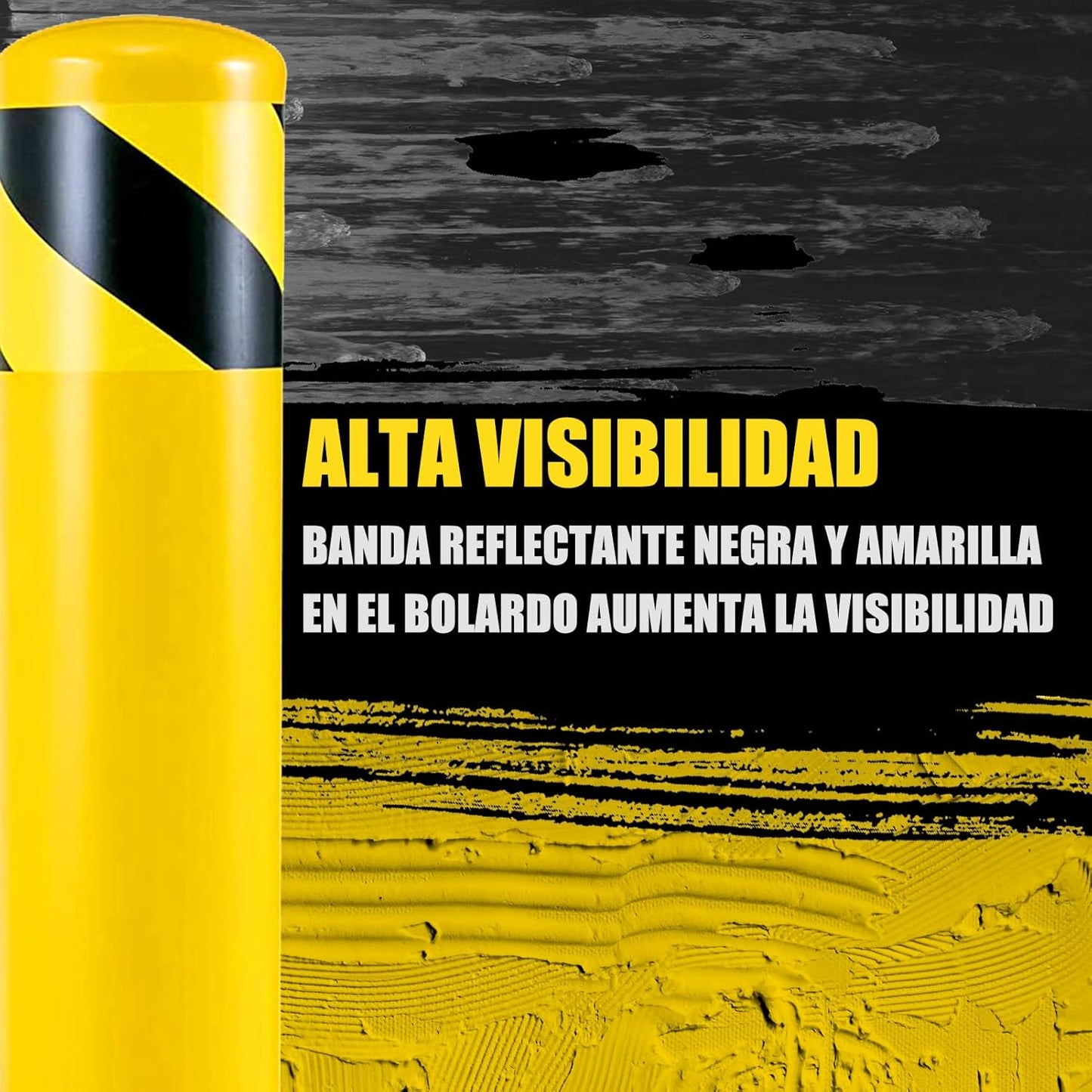 Safety Bollard Post, Steel Bollards,Parking Bollard, Yellow Powder Coated Safety Parking Barrier Post, for Traffic Sensitive Areas (8, 42"H*3.5"D)