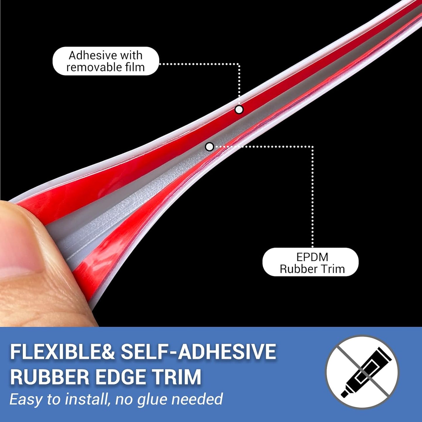 Rubber Edge Trim, Flexible Edge Trim for Sharp Edge, 1/16&quot; U Channel Edge Protector, Self Adhesive Edge Guards for Car Doors and Sheet Metal Parts, 20Ft, Grey Color