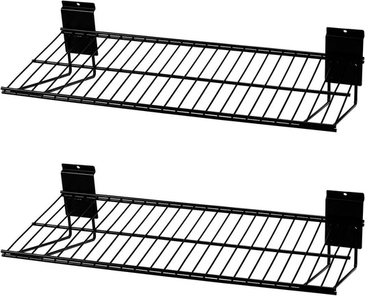 Slatwall Shelves, Slatwall Accessories, Slat Wall Wire Shelf, Heavy Duty Gargage Storage Slatwall Shelf(2 Pack) (24-Inch Width)