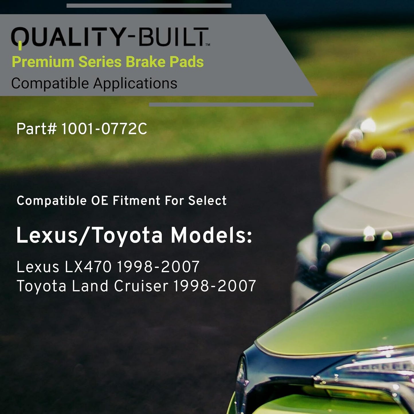 Premium Ceramic Front Brake Pads (1001-0772C) Compatible with Lexus LX470 1998-2007, Toyota Land Cruiser 1998-2007