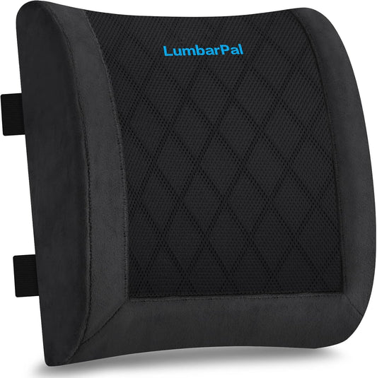 Lumbar Support Pillow for Office Chair Back Support Lumbar Pillow for Car, Gaming, Office Chair - Improve Sitting Posture & Back Pain Relief, Memory Foam, Adjustable Straps, Fluffy Black