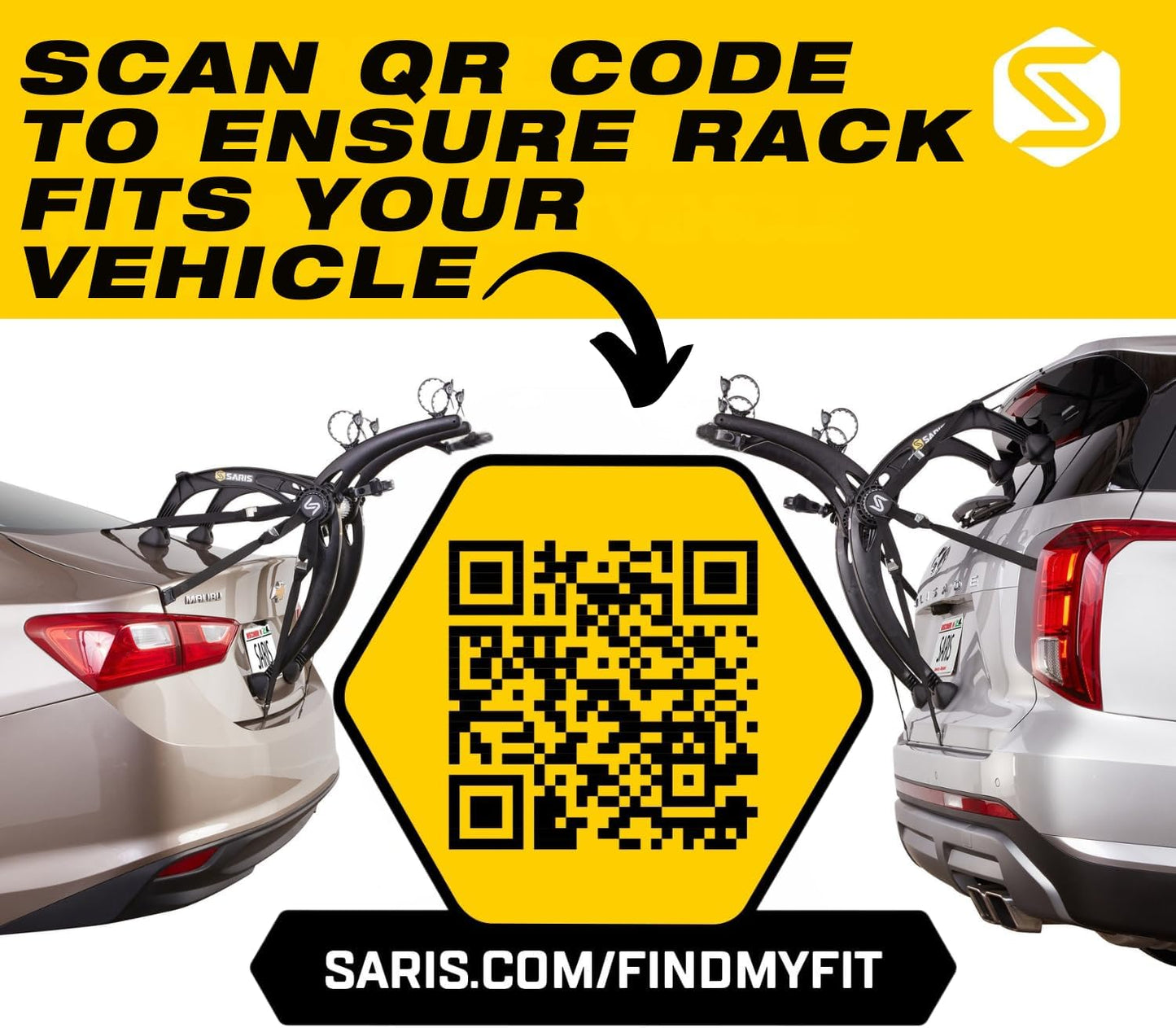 Saris Bones EX 2-Bike Trunk Rack Bicycle Carrier, Durable, Rust-Free, Anti-Sway Straps, Made in USA, Arc-Based Design, 100% Recyclable Materials