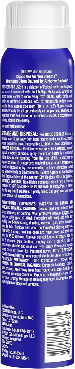 Ozium 3.5oz Air Sanitizer Spray & Odor Eliminator for Homes, Cars, Offices and More, New Car Smell, (Pack of 2)
