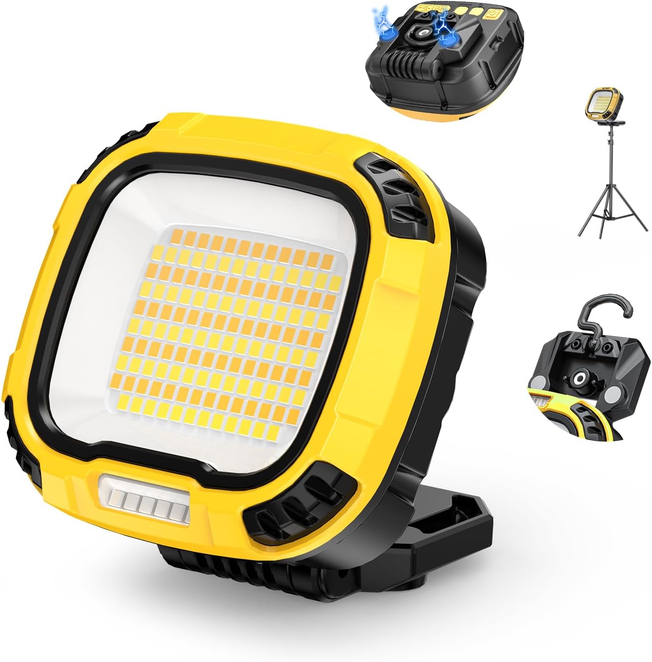 Smiling Shark Working Light, LED Work Light 4000 Lumen 18 Light Mode USB Rechargeable Portable Magnetic Waterproof Drop Resistant Cordless Worklight Job Site Lighting for Garage Repair Camping Outdoor