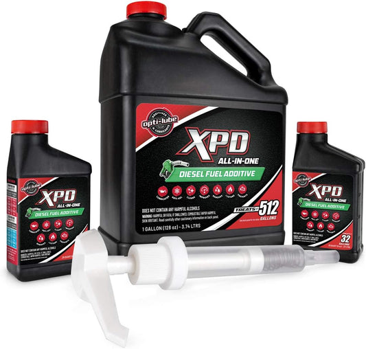 Opti-Lube XPD All-Season Diesel Fuel Additive - 1 Gallon with Accessories (Hand Pump and Standard Accessory Bottles)