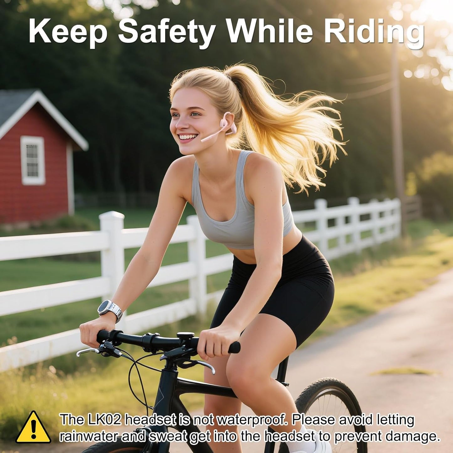 Open Ear Bluetooth Headphones with Microphone, Noise Cancelling Wireless Headset with Mute Button, Supports aptX/aptX-LL/aptX-HD, Designed for Meeting, Home Office,Driving -Not Bone Conduction(Pink)