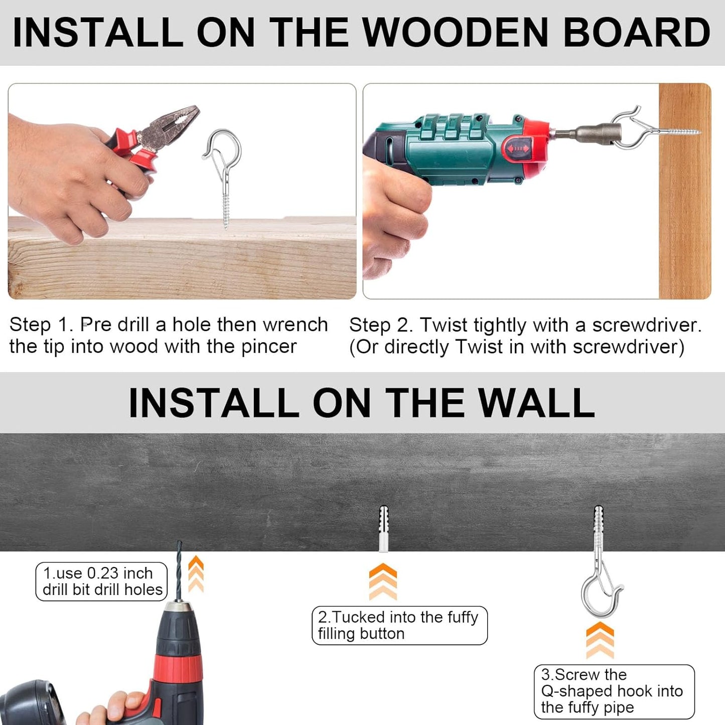 36 PCS Q-Hanger Hooks, Screw Hooks for Outdoor String Lights, Safety Buckle Design Cup Eye Hook for Hanging Christmas Lights, Plants, Mounted on Wall Ceiling, Include 1 Wing Nut Driver, Silver