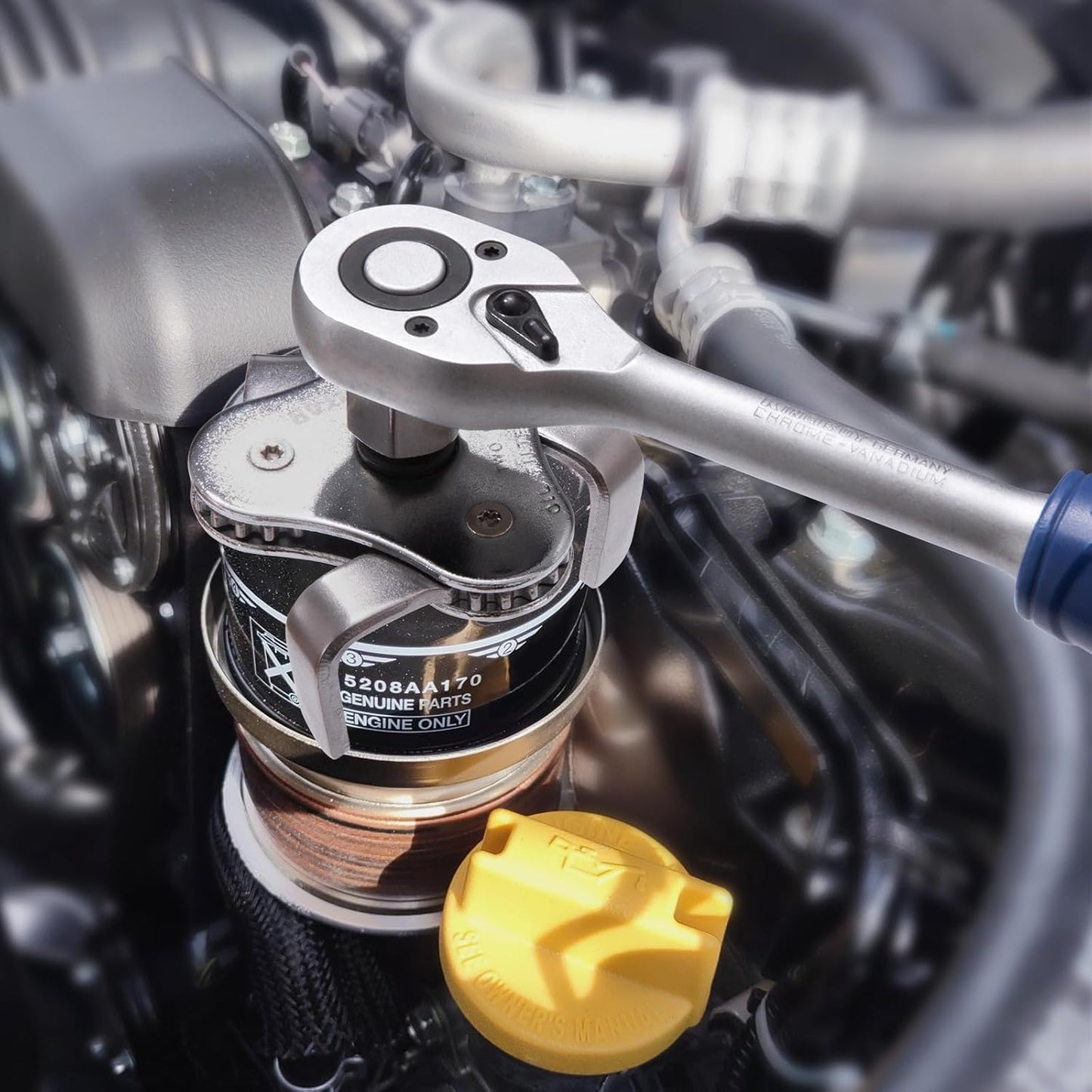 Spurtar Swivel Oil Filter Wrench Set of 7, Adjustable Wrench 2-3/4" to 5-1/4" (70-133mm), 9" & 12" Universal Oil Filter Pliers, 3-Jaw Oil Filter Removal Tool for 4S Shop Auto Repair Mechanic DIY