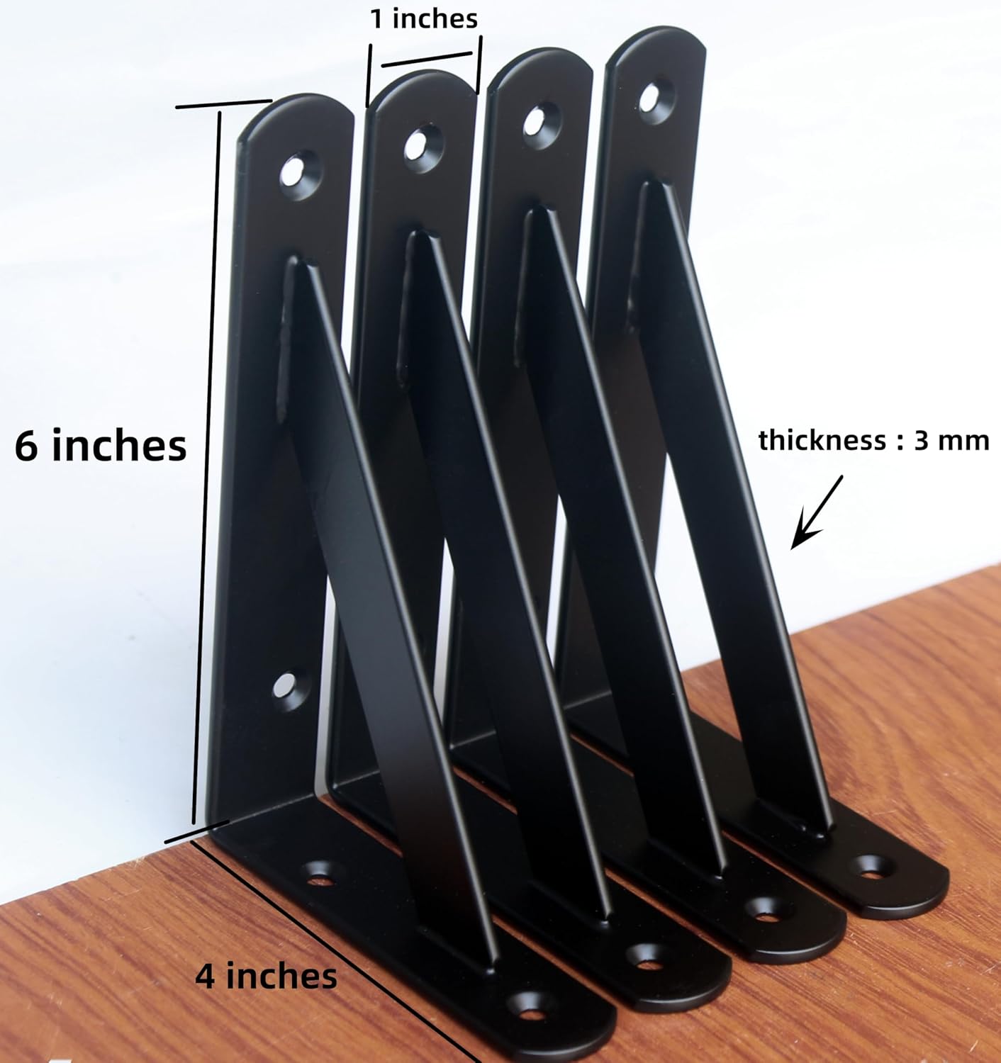 24 Pack L6 x H 4" Black Heavy Duty Shelf Brackets with Screws Metal Shelf Brackets Shelf Support Angle Brackets for Shelves L Brackets Heavy Duty Floating Shelf