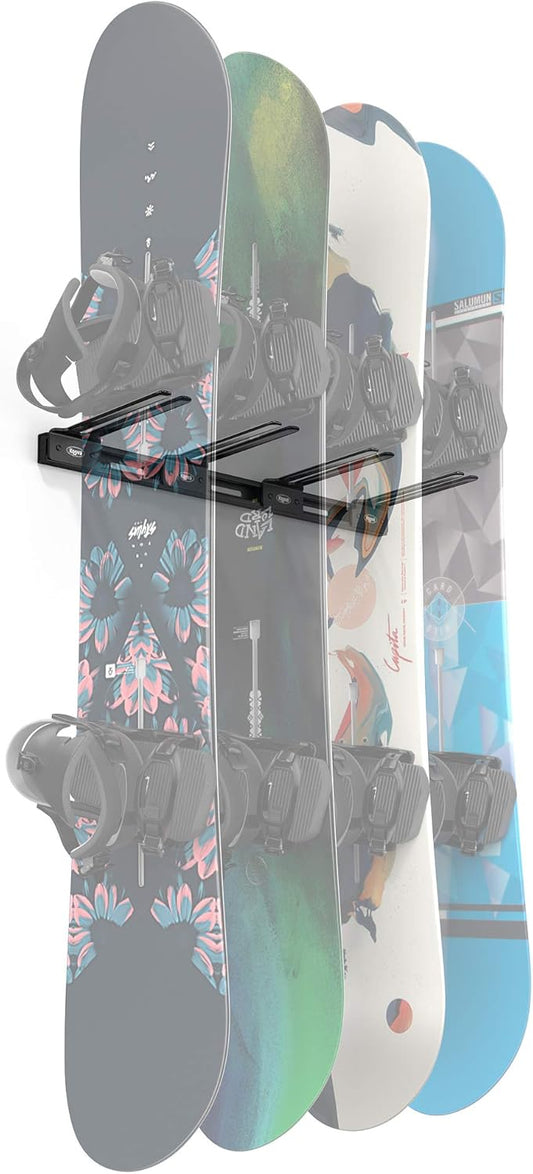 Koova Snowboard Wall Mount Rack Holder | Garage Snowboard Storage Organizer | Heavy Duty Powder Coated Steel Frame w/Rubber Arms