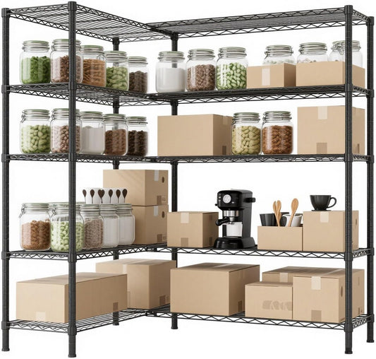 VINGLI 70" W Storage Shelves 1600LBS Heavy Duty Metal Shelving, Upgraded 5 Tier Garage Shelving Unit, Adjustable Wire Shelf for Storage Rack Commercial Pantry Shelf Organizer, 69.8"W × 15.8"D × 71"H