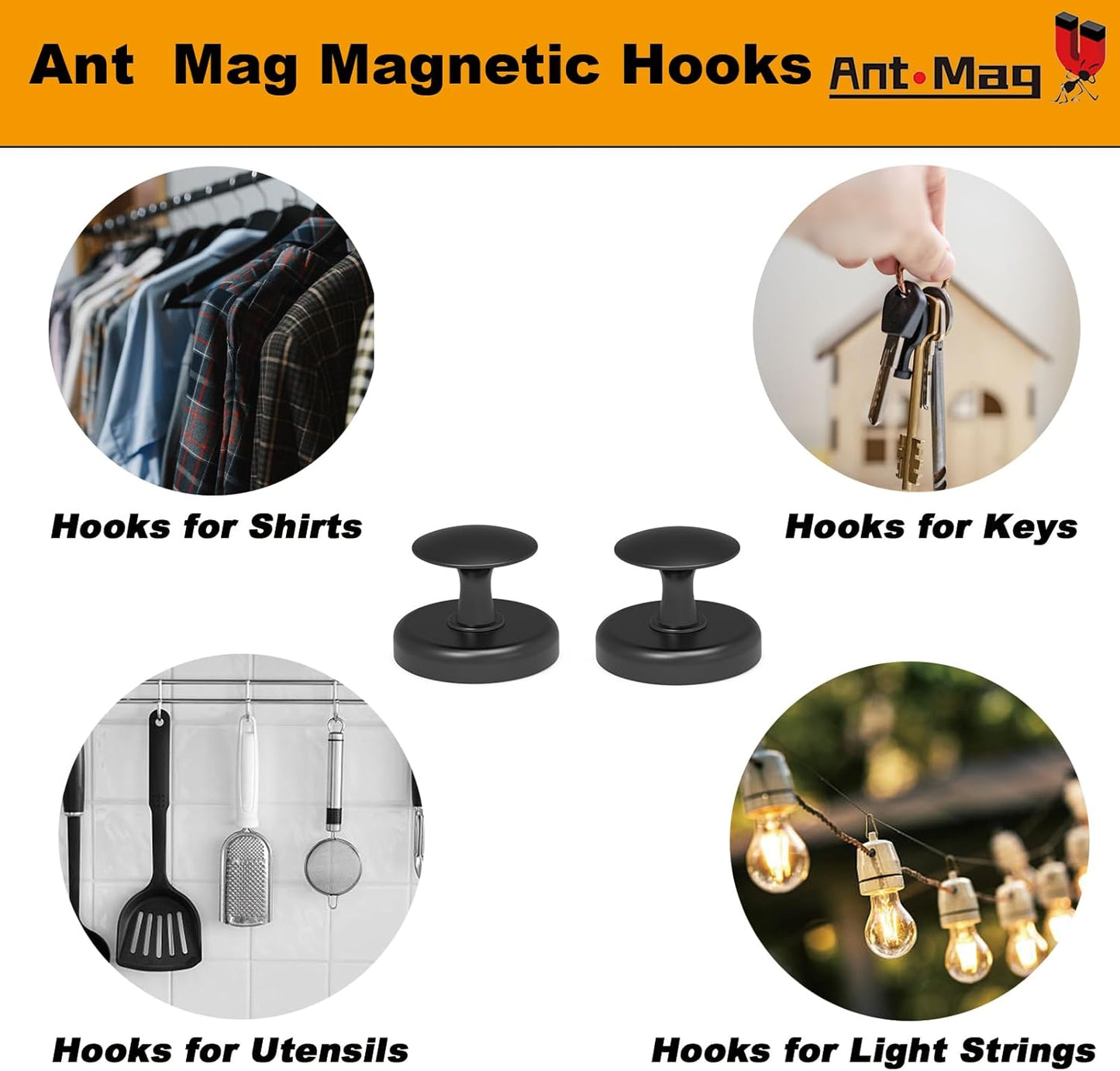 Ant Mag Magnetic Hooks Heavy Duty 160lbs for Coat Hanging Strong Magnetic Hangers for Metal Surface Great Organization for Cruise Cabinet Door Kitchen Room Office