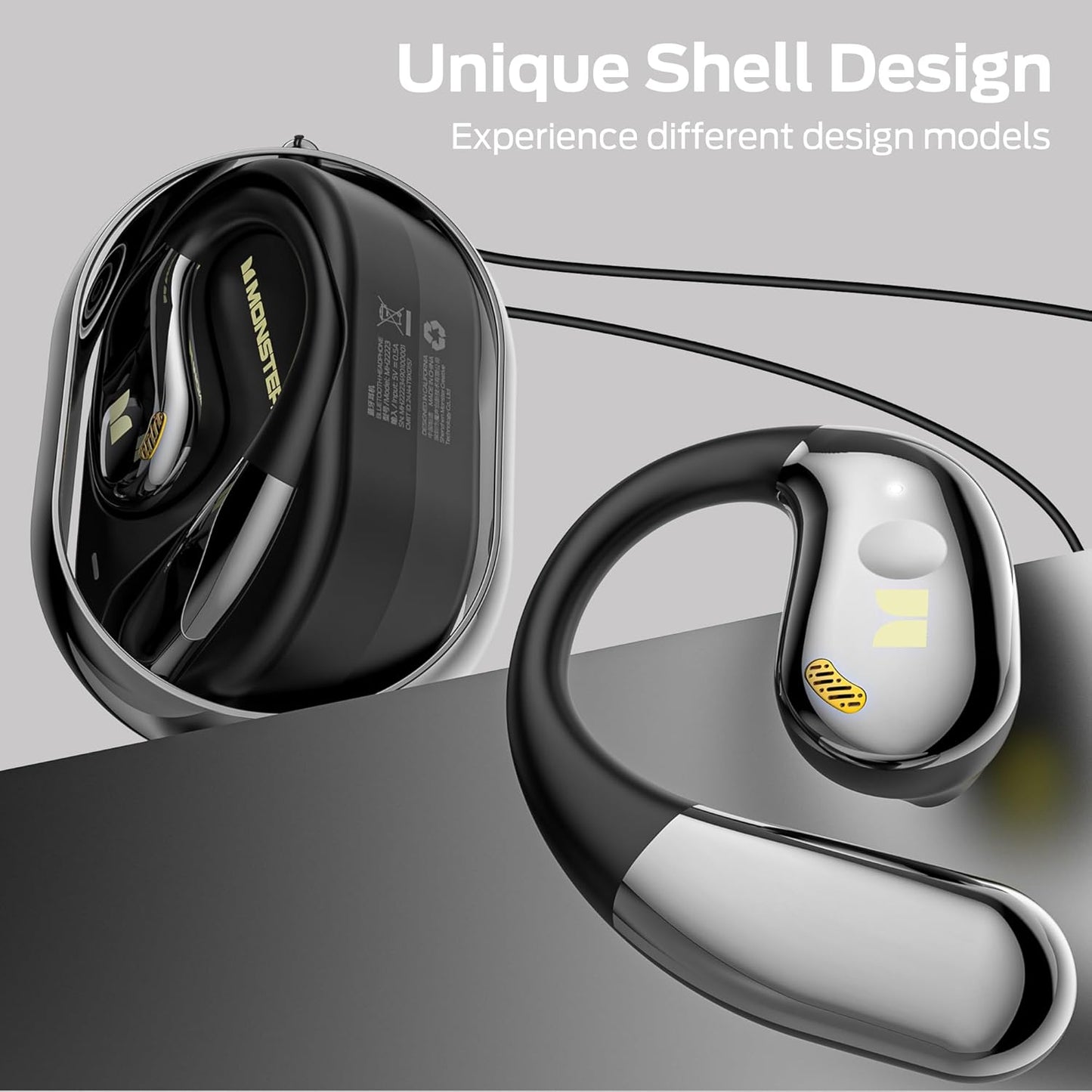 Monster Open Ear AC360, Wireless Bluetooth Rotary Earphone, with Lanyard, Upgraded Bluetooth 6.0, Touch Control, 24h Long Battery Life, IPX5 Waterproof,Long-Lasting Wear Without Fatigue