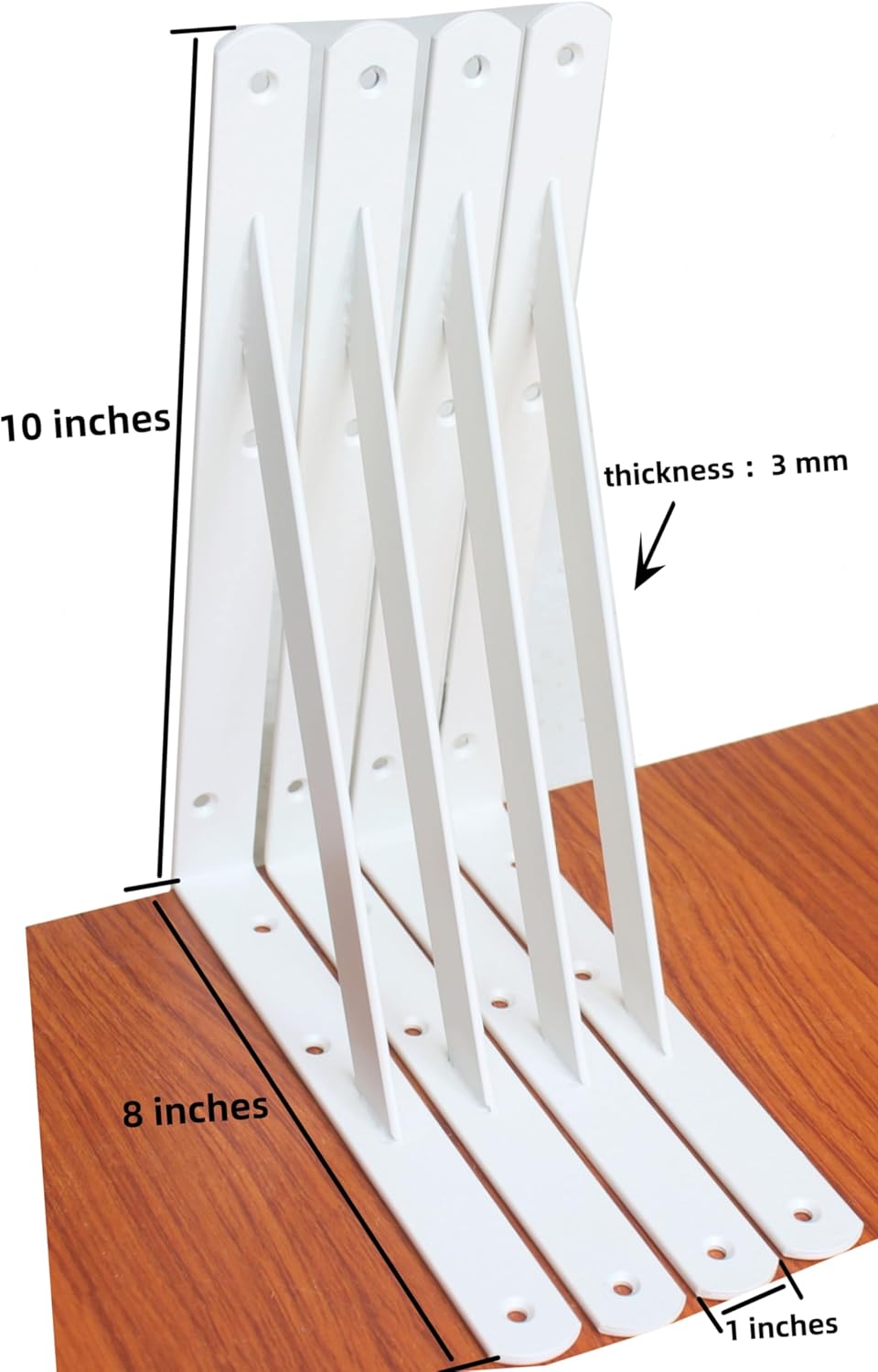 8 Pack L10 x H 8" White Heavy Duty Shelf Brackets with Screws Metal Shelf Brackets Shelf Support Angle Brackets for Shelves L Brackets Heavy Duty Floating Shelf
