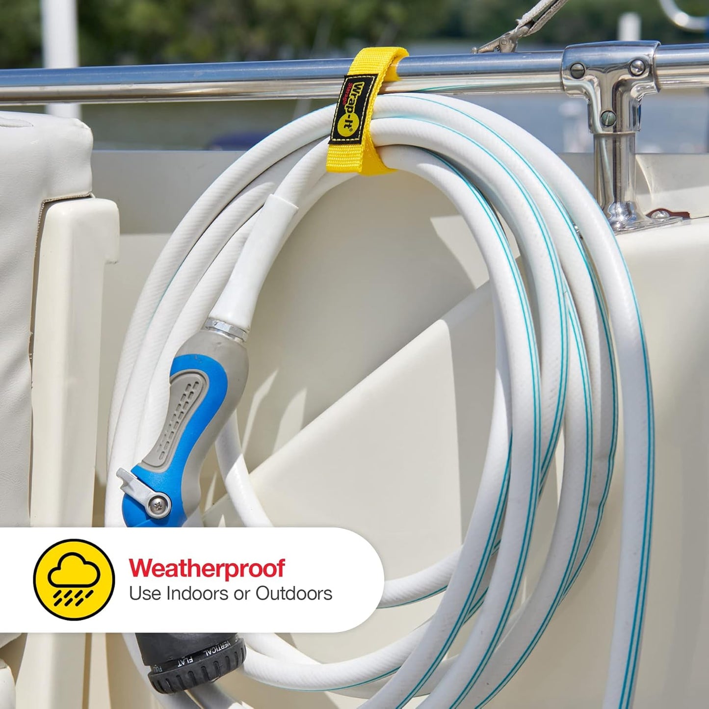 Quick-Straps by Wrap-It Storage - 12" (12 Pack) Yellow - Extension Cord Holder for RV and Boat Organizing