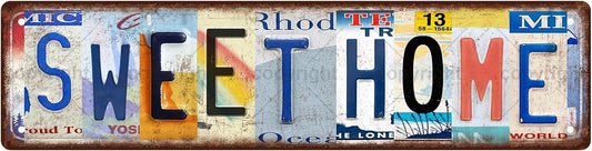 Sweet Home Vintage Metal Tin Sign, Street Sign, Home Decor, Room Decor, Wall Decor, Bathroom Decor, Bar Decor, Cafe Decor, Garage Decor, 16 x 4 Inch