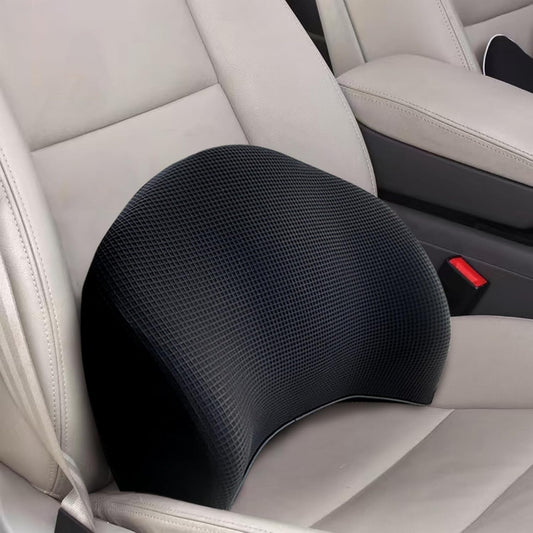 Lumbar Support Pillow for Car, 100% Memory Foam Lumbar Pillow with Breathable Removable Cover, Ergonomic Design - Back Pillow Lumbar Support Pillow for Car Seat/Back Pain Relief(Ice Silk Black, 1PC)