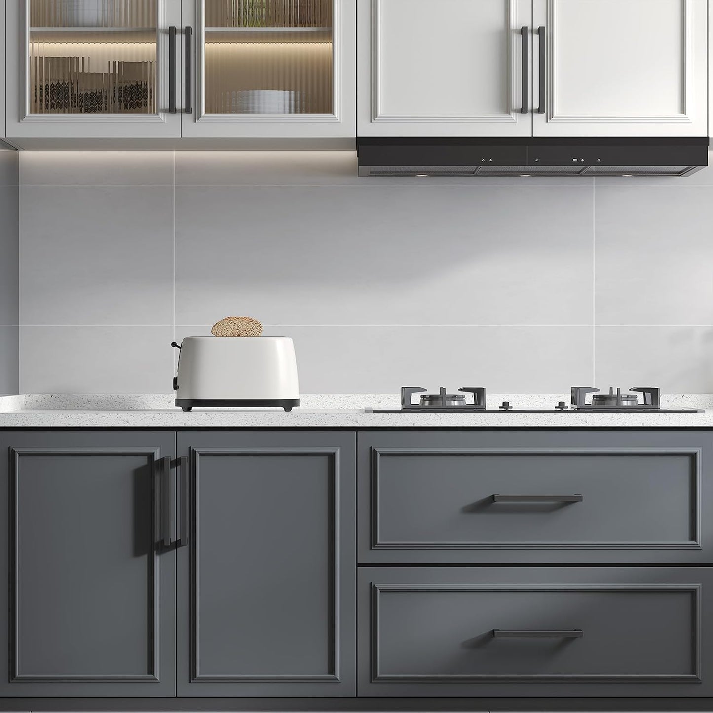 goldenwarm 15 Pack Black Drawer Pulls 3 3/4 Inch Black Kitchen Cabinet Handles Stainless Steel Modern Cabinet Hardware for Cupboard Kitchen