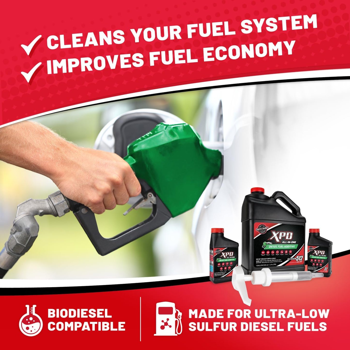 Opti-Lube XPD All-Season Diesel Fuel Additive - 1 Gallon with Accessories (Hand Pump and Standard Accessory Bottles)