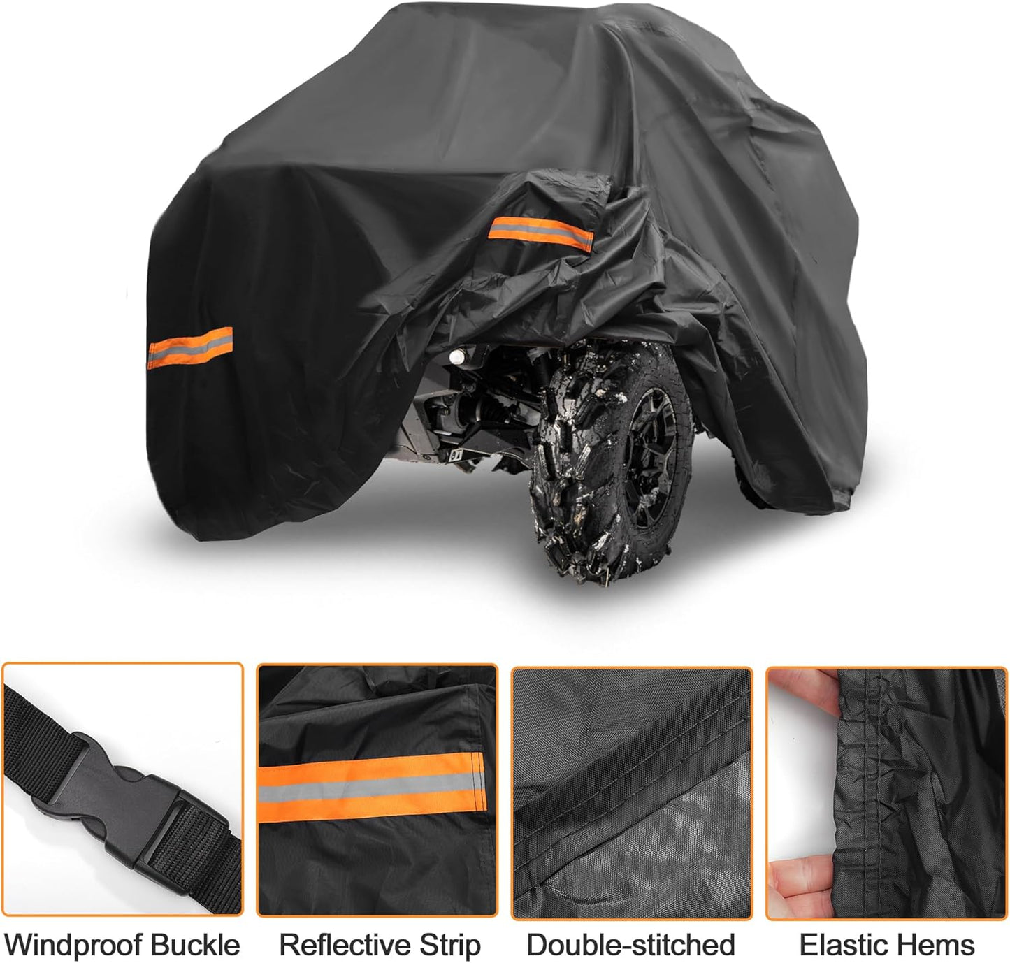 X AUTOHAUX ATV Cover for Can-am Outlander MAX XT DPS/XT-P Waterproof 4 Wheelers Quad Cover Outdoor Sun Rain Storage Protection 210D-PU Black 240x122x135cm