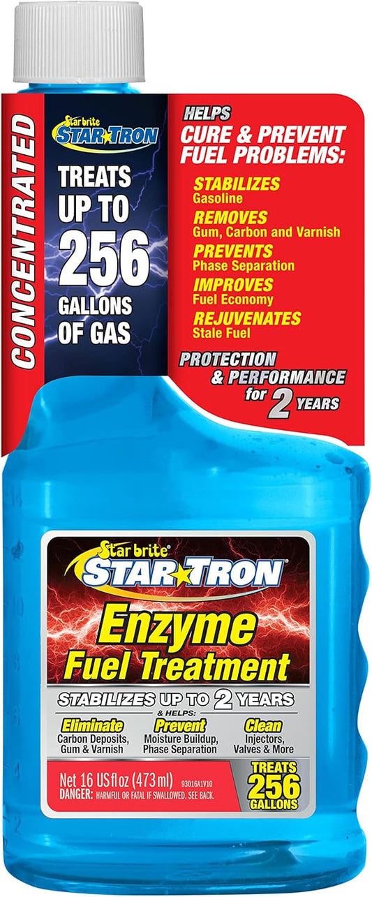 Star Tron Enzyme Fuel Treatment Concentrate, 16 Fl. Oz. – Treats up to 256 Gallons – Rejuvenate & Stabilize Old Gasoline, Cure Ethanol Problems, Improve MPG, Reduce Emissions, Increase Horsepower