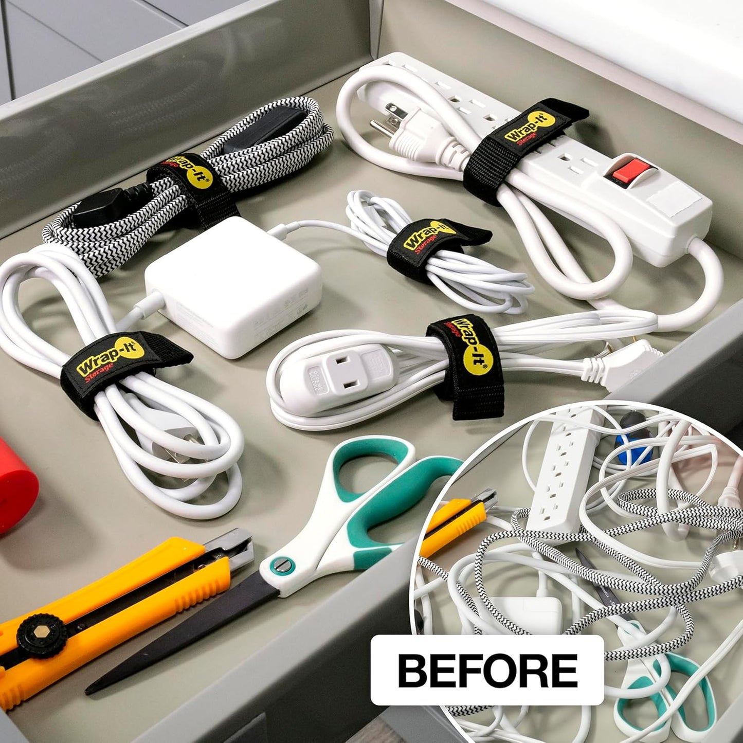 Quick-Straps by Wrap-It Storage - Assorted 20-Pack Multicolor - Hook and Loop Hose and Cable Organizers